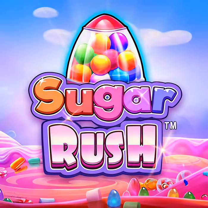 Sugar Rush sweet-themed slot game with cluster pays